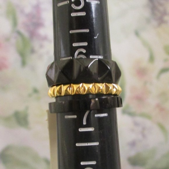 DIESEL Black Gold Stack Rings Unisex~Vintage NOS Industrial Size 6.5 Stack Rings - Picture 10 of 14